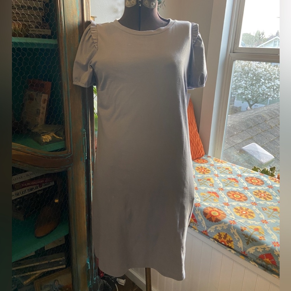 NWT none west cotton ruffled sleeve mid dress Sz M